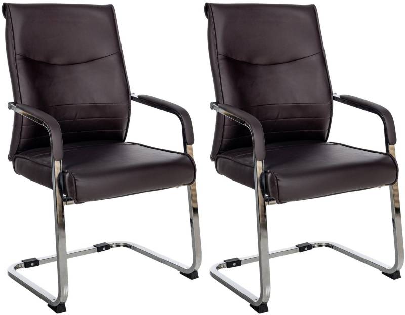 TPFLiving Esszimmerstuhl Haarlem - Stuhl mit chromfarbenem Metallgestell (Besucherstuhl - Sitzfläche und Rückenlehne bequem gepolstert, 2 St), Maße (TxBxH): 60 x 55 x 88cm - Farbe: braun von TPFLiving