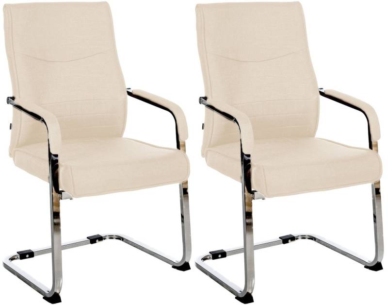 TPFLiving Esszimmerstuhl Haarlem - Stuhl mit chromfarbenem Metallgestell (Besucherstuhl - Sitzfläche und Rückenlehne bequem gepolstert, 2 St), Maße (TxBxH): 60 x 55 x 88cm - Farbe: creme von TPFLiving