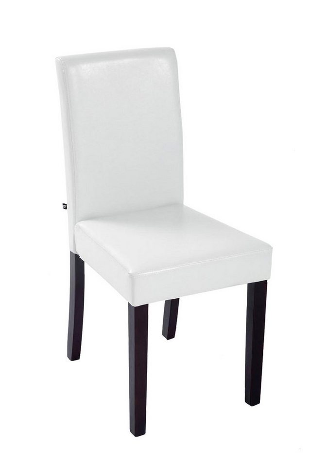 TPFLiving Esszimmerstuhl Ines mit hochwertig gepolsterter Sitzfläche - Konferenzstuhl (Küchenstuhl - Esstischstuhl - Wohnzimmerstuhl), Gestell: Holz hellbraun - Sitzfläche: Kunstleder Weiß von TPFLiving