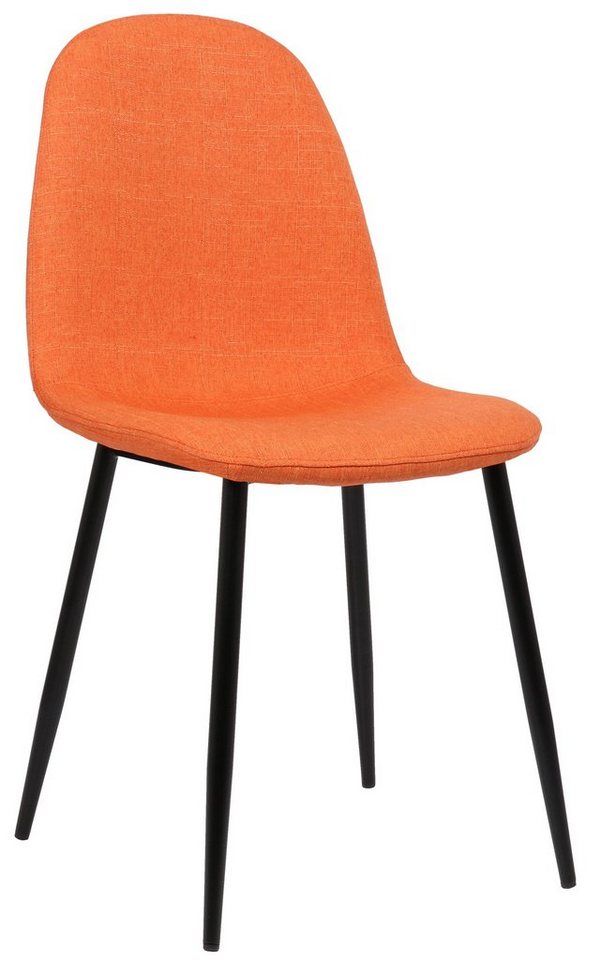 TPFLiving Esszimmerstuhl Naples mit hochwertig gepolsterter Sitzfläche - Konferenzstuhl (Küchenstuhl - Esstischstuhl - Wohnzimmerstuhl - Polsterstuhl), Gestell: Metall schwarz - Sitzfläche: Stoff orange von TPFLiving