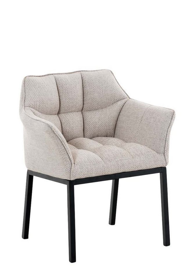 TPFLiving Esszimmerstuhl Octairius-S mit hochwertig gepolsterter Sitzfläche - Konferenzstuhl (Küchenstuhl - Esstischstuhl - Wohnzimmerstuhl - Polsterstuhl), Gestell: Metall matt schwarz - Sitzfläche: Stoff Elfenbein von TPFLiving