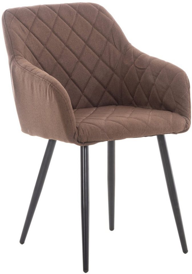 TPFLiving Esszimmerstuhl Shyva mit hochwertig gepolsterter Sitzfläche - Konferenzstuhl (Küchenstuhl - Esstischstuhl - Wohnzimmerstuhl - Polsterstuhl), Gestell: Metall schwarz - Sitzfläche: Stoff braun von TPFLiving