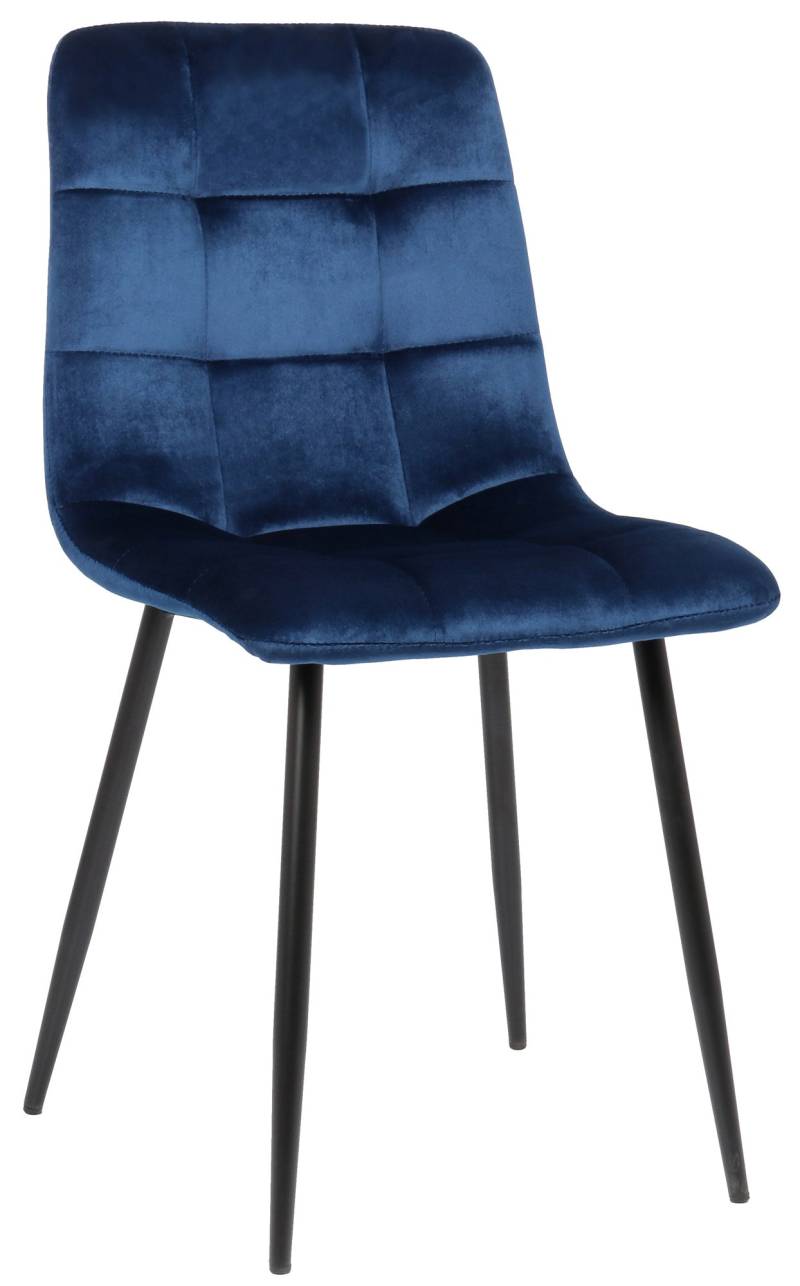 TPFLiving Esszimmerstuhl Till Samt Gestell Metall matt Schwarz - Blau von TPFLiving