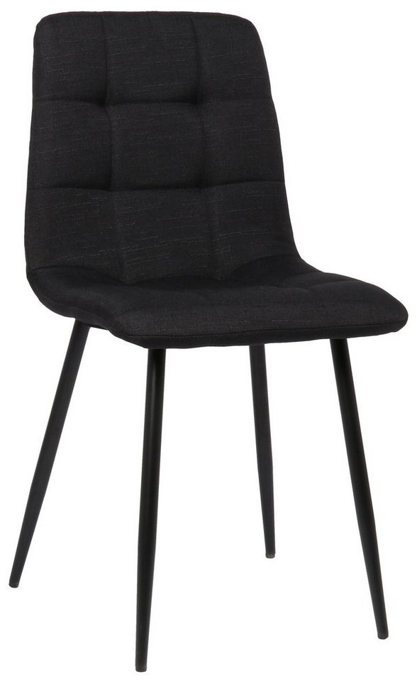 TPFLiving Esszimmerstuhl Till mit hochwertig gepolsterter Sitzfläche - Konferenzstuhl (Küchenstuhl - Esstischstuhl - Wohnzimmerstuhl - Polsterstuhl), Gestell: Metall schwarz - Sitzfläche: Stoff schwarz von TPFLiving