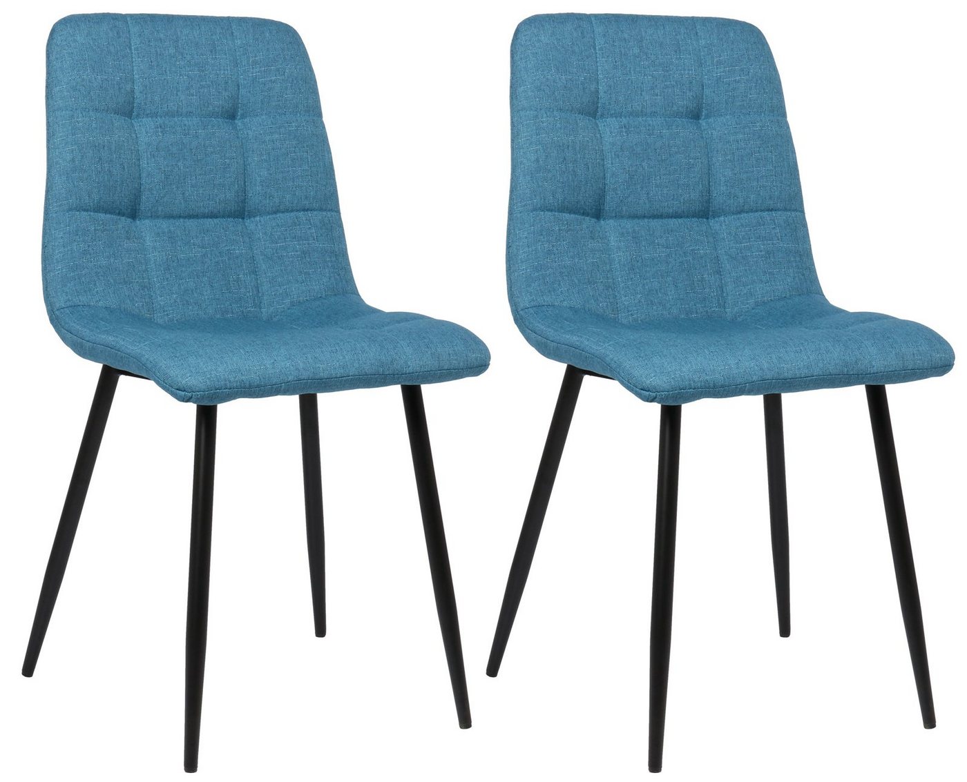 TPFLiving Esszimmerstuhl Till mit hochwertig gepolsterter Sitzfläche - Konferenzstuhl (Küchenstuhl - Esstischstuhl - Wohnzimmerstuhl - Polsterstuhl, 2 St), Gestell: Metall schwarz - Sitzfläche: Stoff blau von TPFLiving