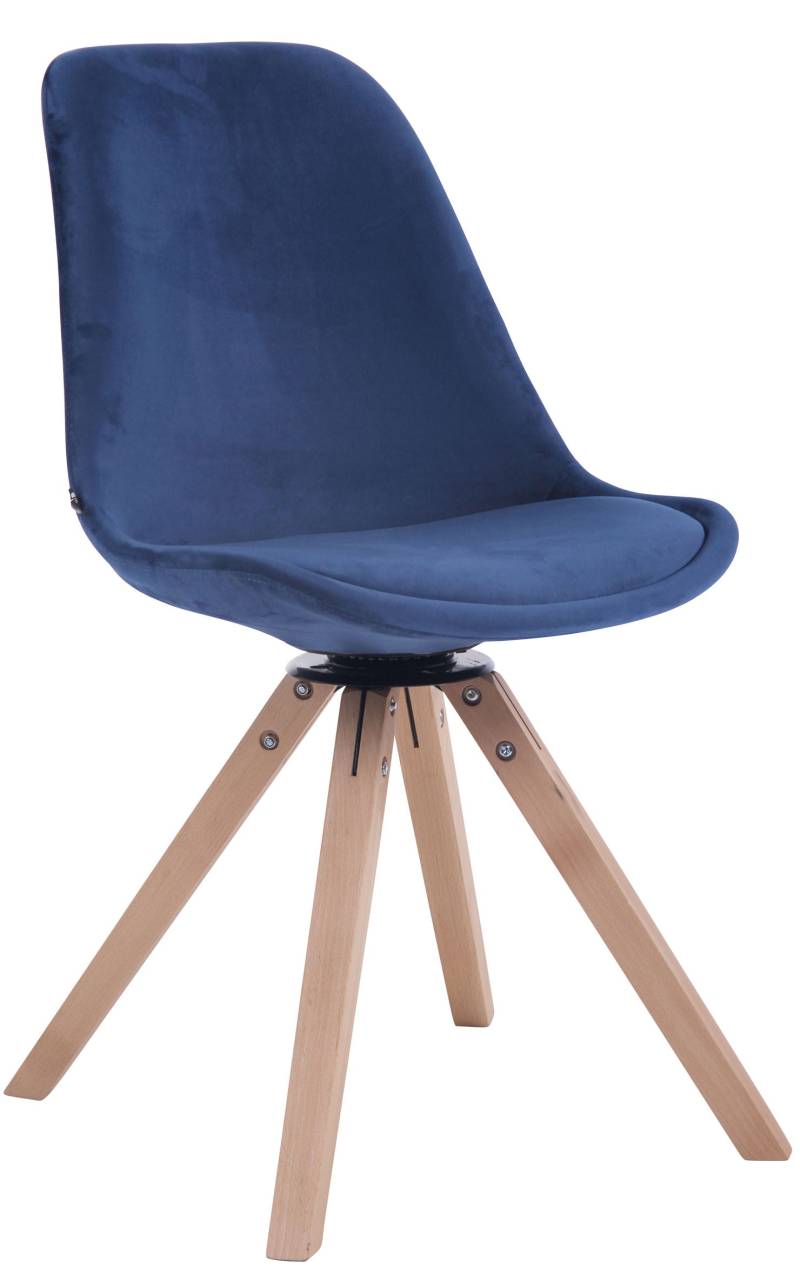 TPFLiving Esszimmerstuhl Troll Samt Gestell Buchenholz Square Natura - Blau von TPFLiving