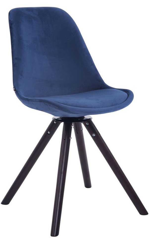 TPFLiving Esszimmerstuhl Troll mit hochwertig gepolsterter Sitzfläche - Konferenzstuhl (Küchenstuhl - Esstischstuhl - Wohnzimmerstuhl - Polsterstuhl), Gestell: Buchenholz Walnuss - Sitzfläche: Samt blau von TPFLiving