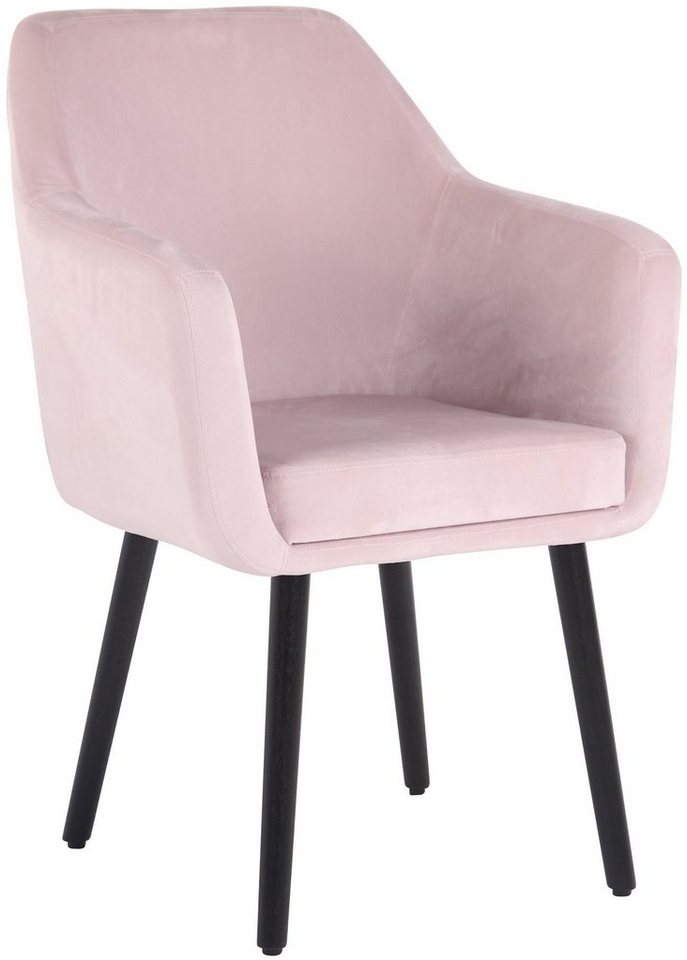 TPFLiving Esszimmerstuhl Utah mit hochwertig gepolsterter Sitzfläche - Konferenzstuhl (Küchenstuhl - Esstischstuhl - Wohnzimmerstuhl - Polsterstuhl), Gestell: Buchenholz schwarz - Sitzfläche: Samt pink von TPFLiving