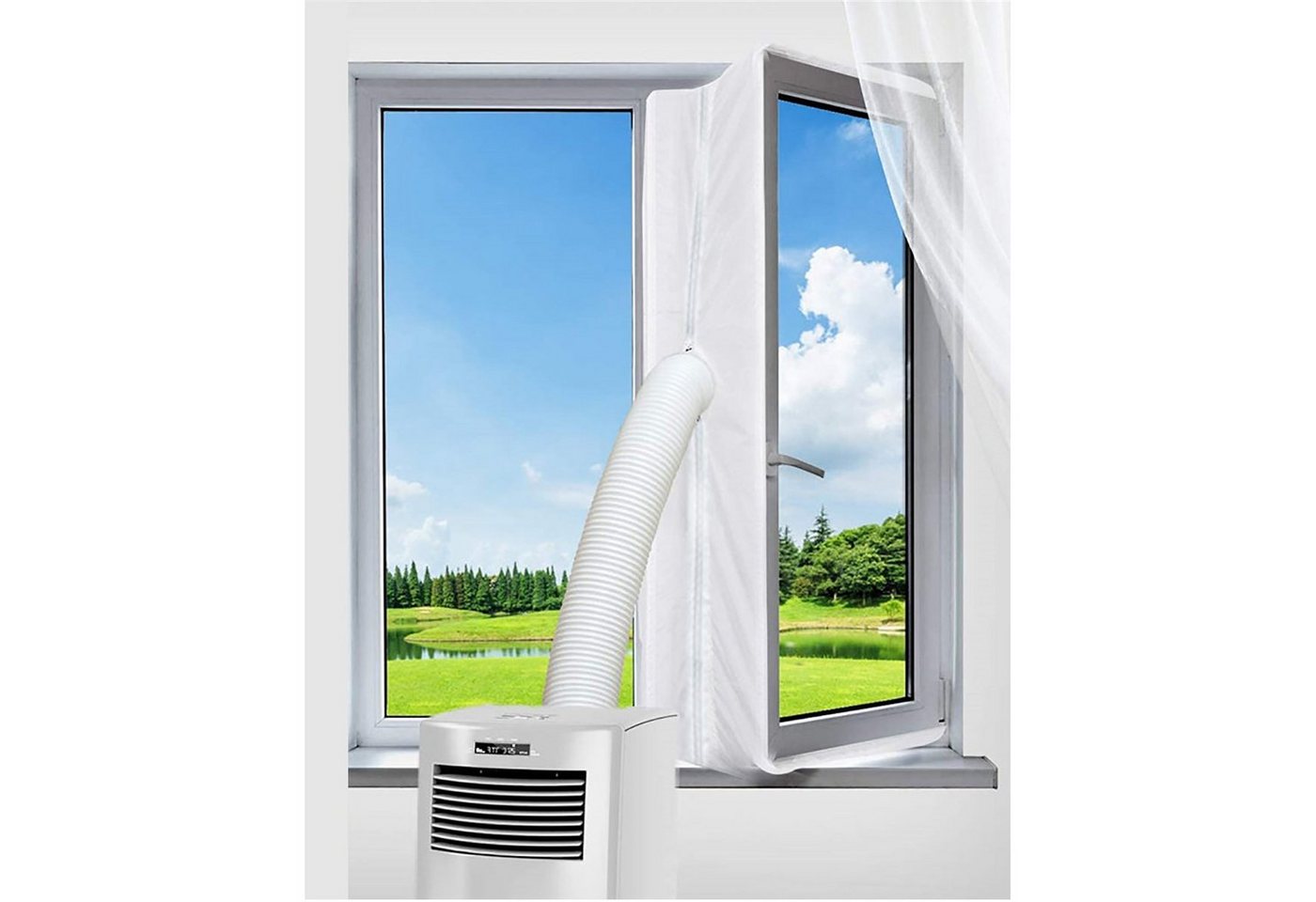 TPFLiving Fenster-Set Erweiterung Fensterkit / Fenster Abdichtung Klimagerät, Zubehör für Zubehör für Mobile Klimageräte und Trockner Hot Air Stop, verhindert das Eindringen von Außenhitze, 5 Meter von TPFLiving