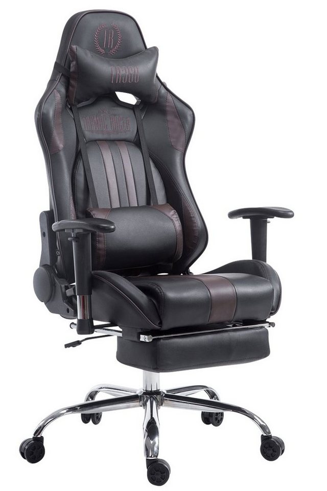 TPFLiving Gaming-Stuhl Limitless-2 mit bequemer Rückenlehne - höhenverstellbar - 360° drehbar (Schreibtischstuhl, Drehstuhl, Gamingstuhl, Racingstuhl, Chefsessel), Gestell: Metall chrom - Sitzfläche: Kunstleder schwarz/braun von TPFLiving
