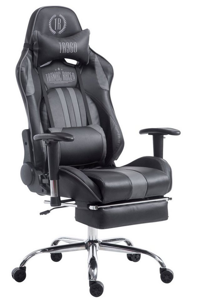 TPFLiving Gaming-Stuhl Limitless-2 mit bequemer Rückenlehne - höhenverstellbar - 360° drehbar (Schreibtischstuhl, Drehstuhl, Gamingstuhl, Racingstuhl, Chefsessel), Gestell: Metall chrom - Sitzfläche: Kunstleder schwarz/grau von TPFLiving