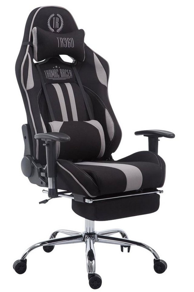 TPFLiving Gaming-Stuhl Limitless-2 mit bequemer Rückenlehne - höhenverstellbar - 360° drehbar (Schreibtischstuhl, Drehstuhl, Gamingstuhl, Racingstuhl, Chefsessel), Gestell: Metall chrom - Sitzfläche: Stoff schwarz/grau von TPFLiving