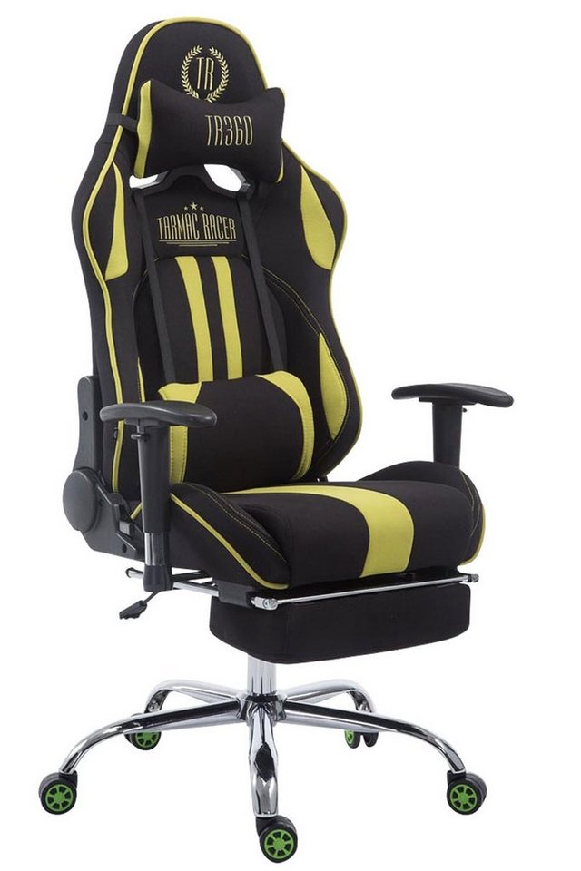 TPFLiving Gaming-Stuhl Limitless mit bequemer Rückenlehne - höhenverstellbar und 360° drehbar (Schreibtischstuhl, Drehstuhl, Gamingstuhl, Racingstuhl, Chefsessel), Gestell: Metall chrom - Sitzfläche: Stoff schwarz/grün von TPFLiving