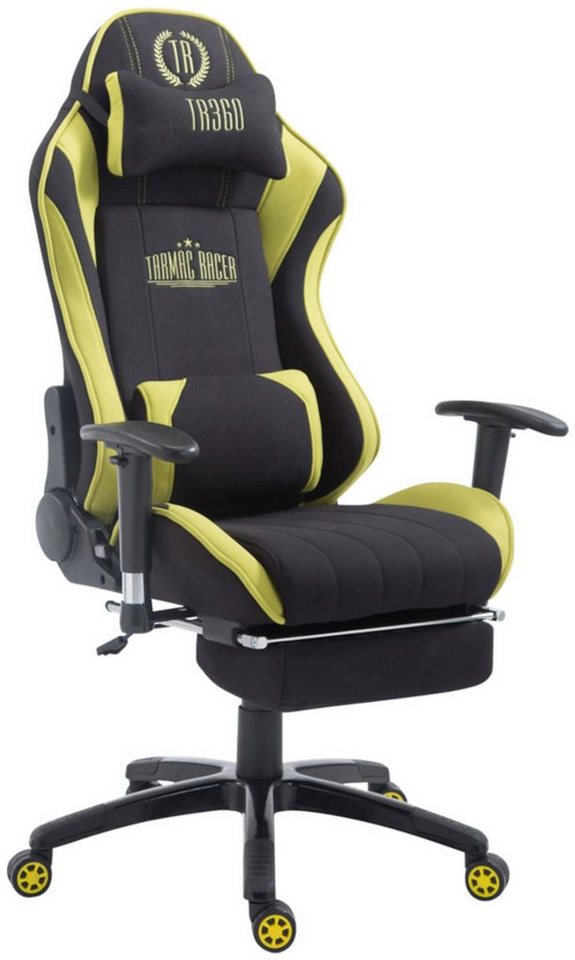 TPFLiving Gaming-Stuhl Shiva 2 mit bequemer Rückenlehne - höhenverstellbar und 360° drehbar (Schreibtischstuhl, Drehstuhl, Gamingstuhl, Racingstuhl, Chefsessel), Gestell: Kunststoff schwarz - Sitzfläche: Stoff schwarz/grün von TPFLiving