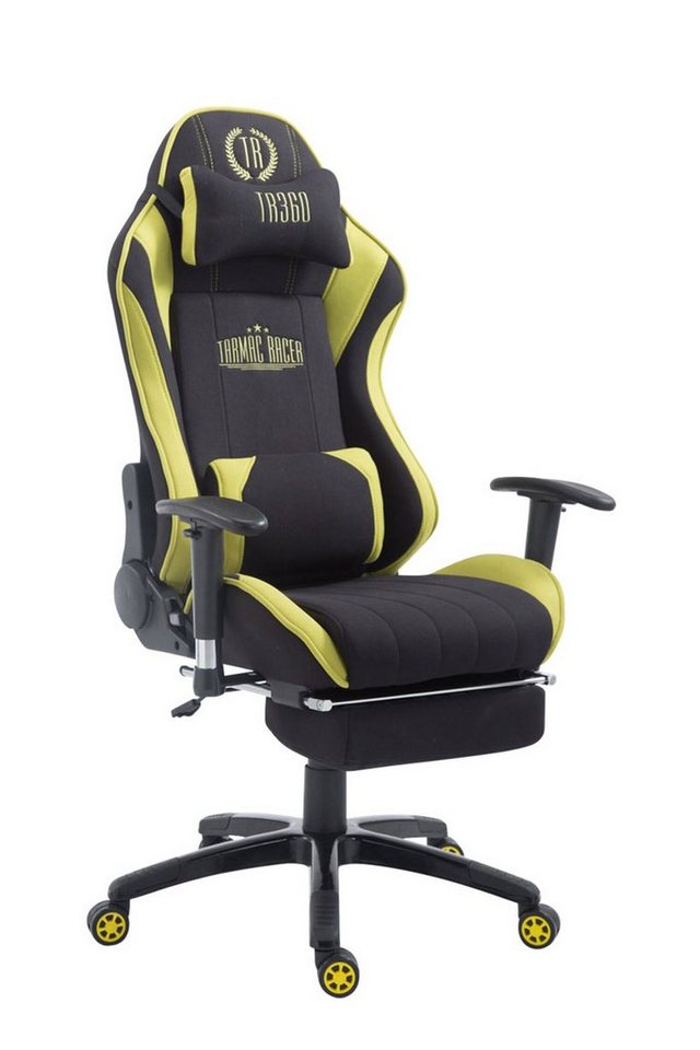 TPFLiving Gaming-Stuhl Shiva mit bequemer Rückenlehne - höhenverstellbar und 360° drehbar (Schreibtischstuhl, Drehstuhl, Chefsessel, Bürostuhl XXL), Gestell: Kunststoff schwarz - Sitzfläche: Stoff schwarz/grün von TPFLiving