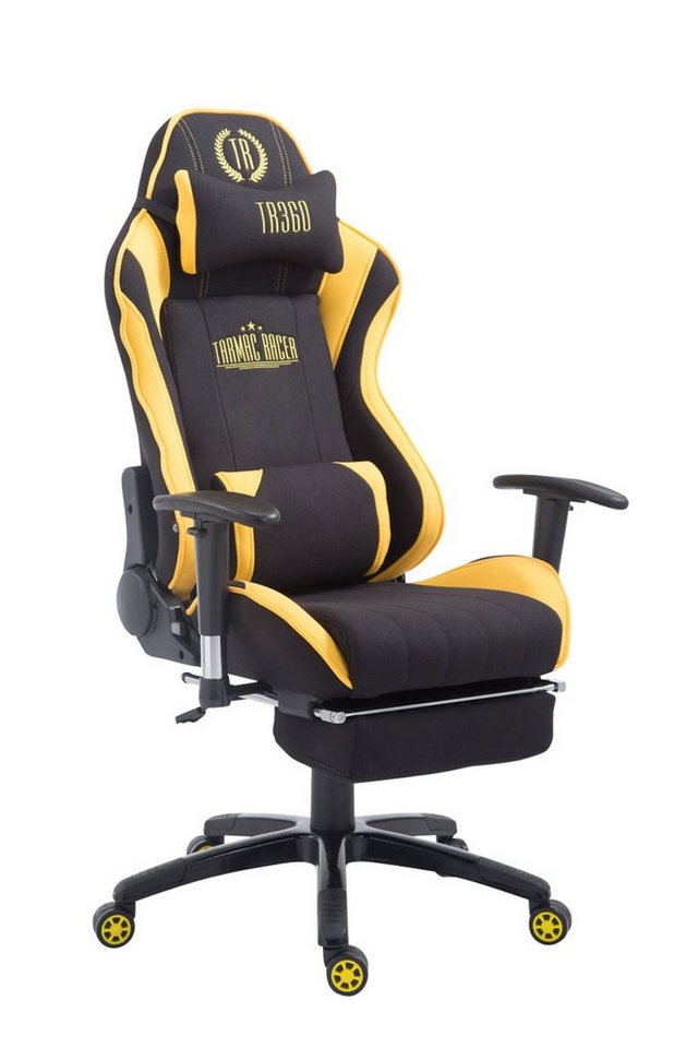 TPFLiving Gaming-Stuhl Shiva mit bequemer Rückenlehne - höhenverstellbar und 360° drehbar (Schreibtischstuhl, Drehstuhl, Chefsessel, Bürostuhl XXL), Gestell: Kunststoff schwarz - Sitzfläche: Stoff schwarz/gelb von TPFLiving