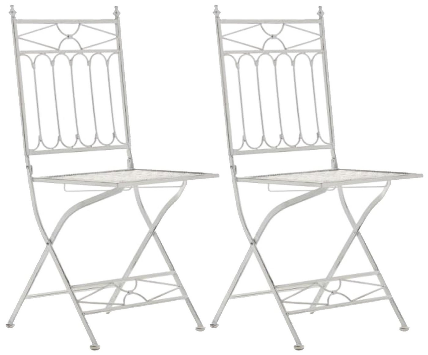 TPFLiving Gartenstuhl Asiri 2er Set - Klappstühle für den Garten - Farbe: antik weiß (Hochwertiger und stabiler Metallstuhl aus handgefertigtem Eisen, 1 St), Balkonstuhl, Terrassenstuhl - Maße (TxBxH): 43 x 40 x 95cm von TPFLiving