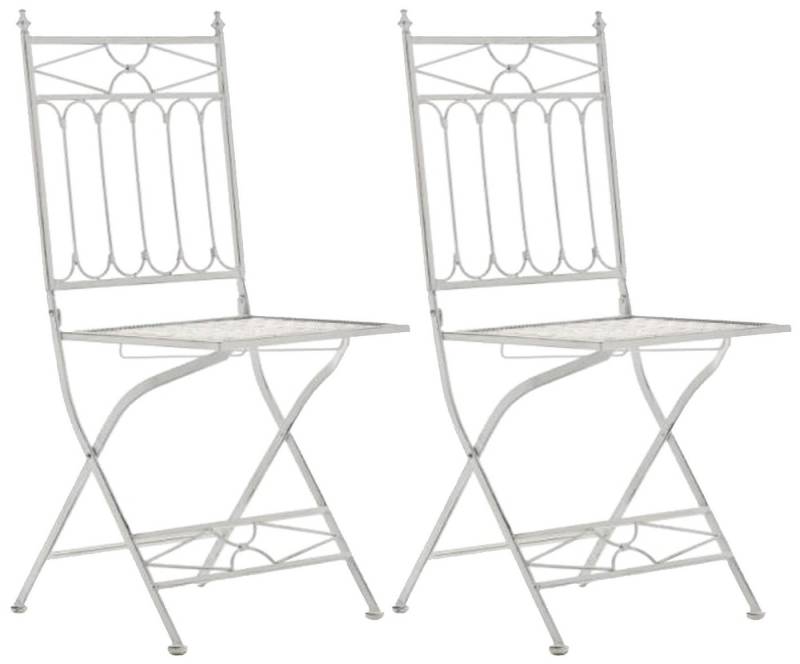 TPFLiving Gartenstuhl Asiri 2er Set - Klappstühle für den Garten - Farbe: antik weiß (Hochwertiger und stabiler Metallstuhl aus handgefertigtem Eisen, 1 St), Balkonstuhl, Terrassenstuhl - Maße (TxBxH): 43 x 40 x 95cm von TPFLiving