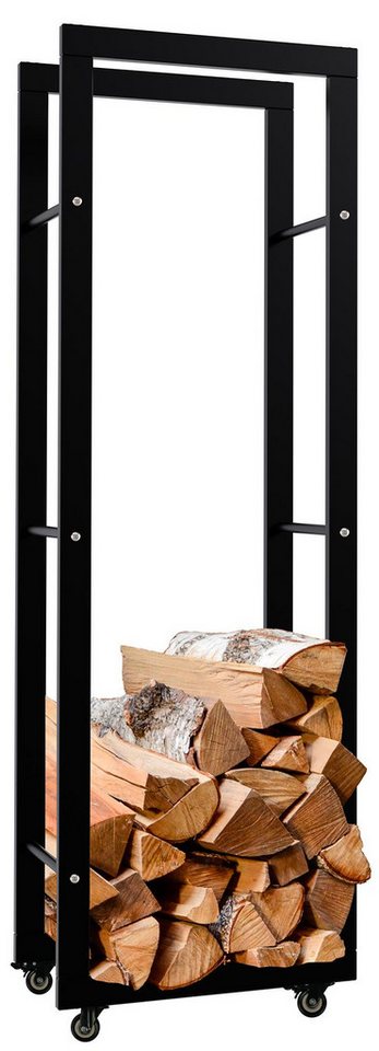 TPFLiving Kaminholzregal Turea, BxTxH:40x25x125 cm, (Vier gummierte Hartbodenrollen mit Feststellfunktion, Stabile Konstruktion mit seitlichen Querstreben), Ideal für Wohnräume, Flur, Keller oder Garage von TPFLiving