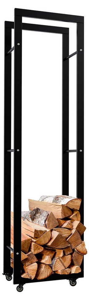 TPFLiving Kaminholzregal Turea, BxTxH:40x25x150 cm, (Vier gummierte Hartbodenrollen mit Feststellfunktion, Stabile Konstruktion mit seitlichen Querstreben), Ideal für Wohnräume, Flur, Keller oder Garage von TPFLiving