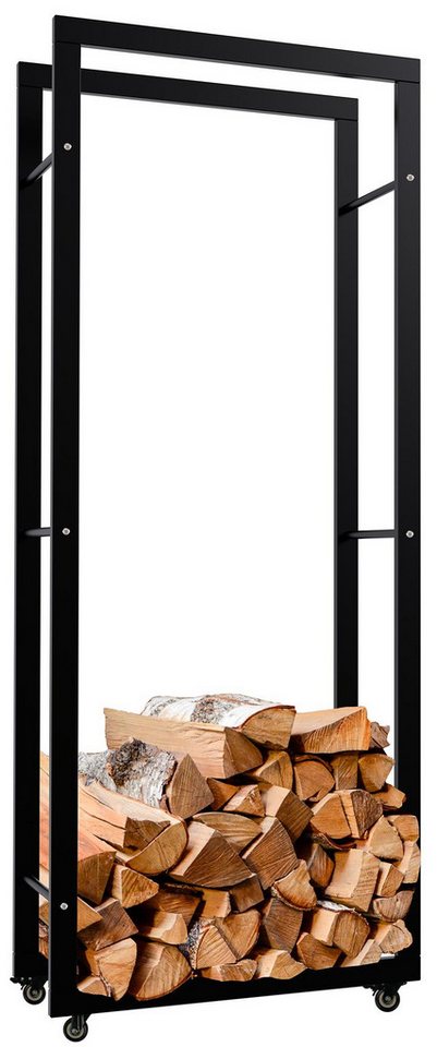 TPFLiving Kaminholzregal Turea, BxTxH:60x25x150 cm, (Vier gummierte Hartbodenrollen mit Feststellfunktion, Stabile Konstruktion mit seitlichen Querstreben), Ideal für Wohnräume, Flur, Keller oder Garage von TPFLiving