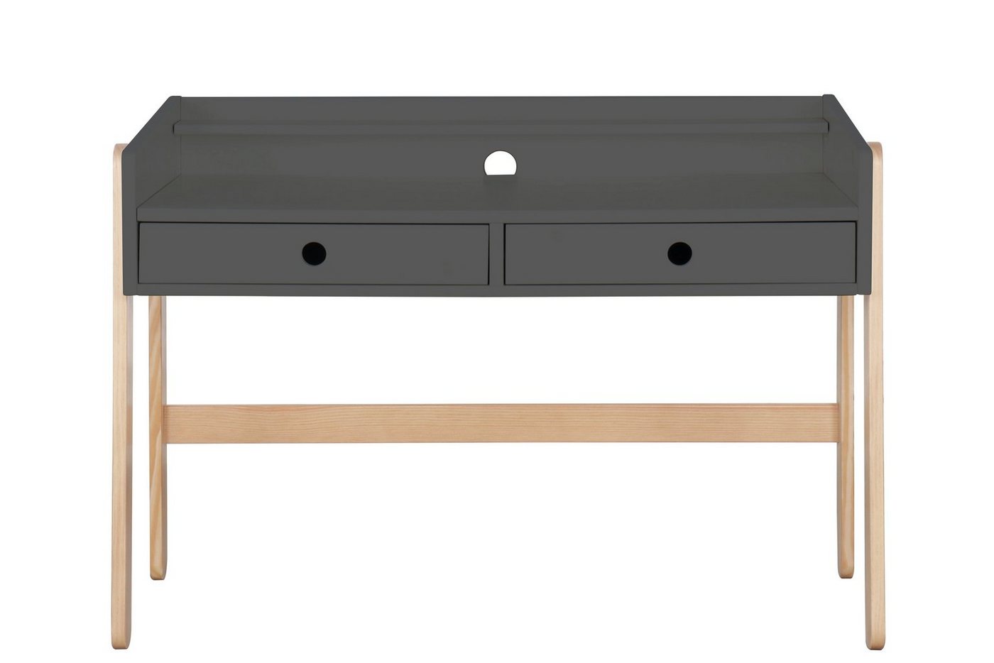 TPFLiving Kinderschreibtisch Svelvik - Schreibtisch aus Pinienholz und MDF-Platten (Schülerschreibtisch mit 2 Schubladen höhenverstellbar, Schreibtisch für Kinder aus der Serie SKANDINAVIA - grau-natur), MAßE (BxHxT): 108x76x55 cm - Gewicht: 27 kg von TPFLiving