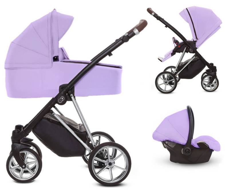 TPFFamily Kombi-Kinderwagen 3 in 1 Musse Ultra, Baby Buggy Babywanne Autositz, großes Zubehör-Set Kinderwagen 3 in 1 Stoff Lila, Gestell Silber TPFFamily Kombi-Kinderwagen 3 in 1 Musse Ultra, Baby Buggy Babywanne Autositz, großes Zubehör-Set Kinderwagen 3 in 1 Stoff Lila, Gestell Silber von TPFFamily