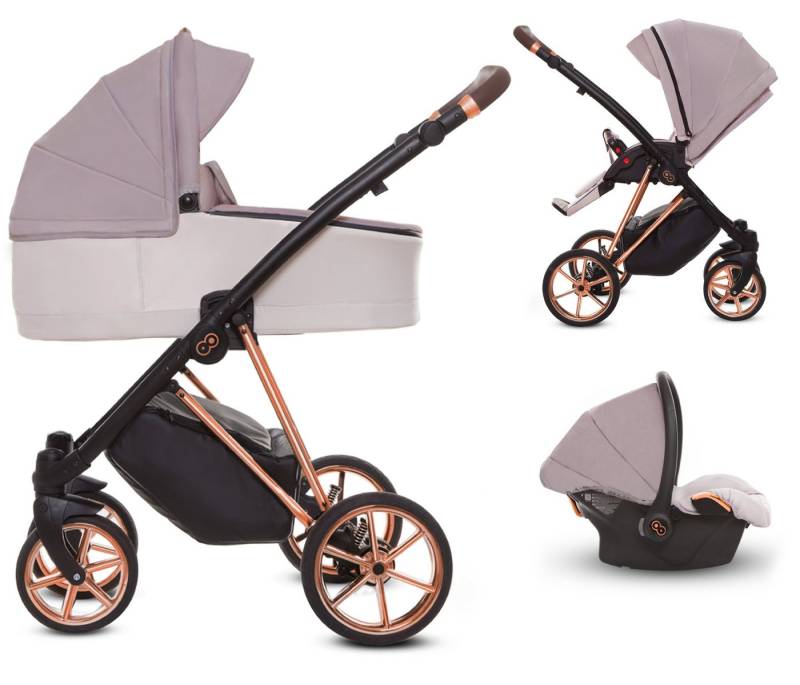 TPFFamily Kombi-Kinderwagen 3 in 1 Musse Ultra, Baby Buggy Babywanne Autositz, großes Zubehör-Set Kinderwagen 3 in 1 Stoff Pastell, Gestell Rosé Gold TPFFamily Kombi-Kinderwagen 3 in 1 Musse Ultra, Baby Buggy Babywanne Autositz, großes Zubehör-Set Kinderwagen 3 in 1 Stoff Pastell, Gestell Rosé Gold von TPFFamily