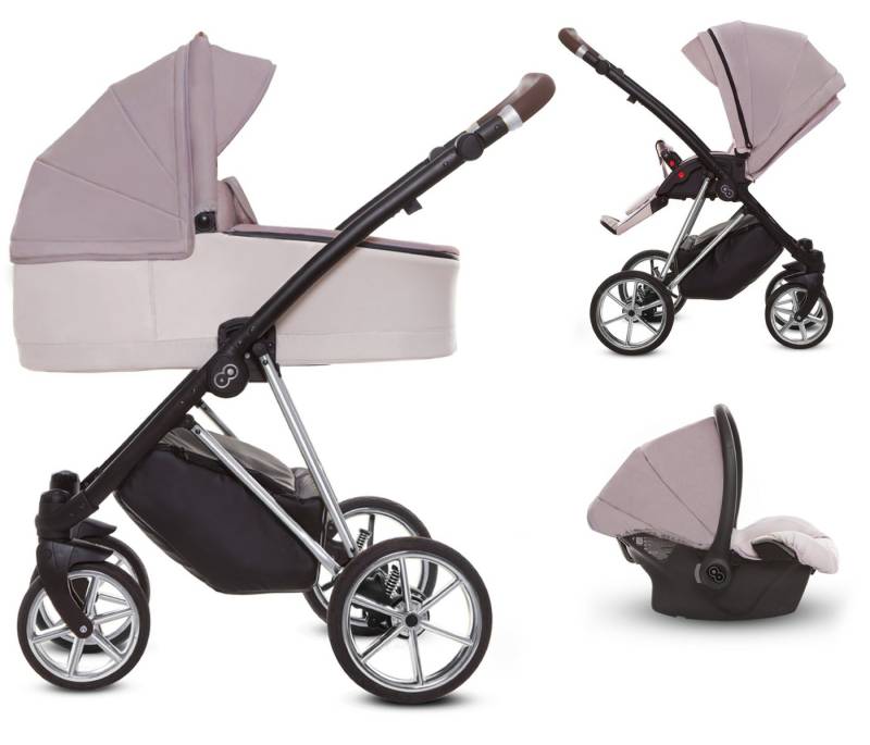 TPFFamily Kombi-Kinderwagen 3 in 1 Musse Ultra, Baby Buggy Babywanne Autositz, großes Zubehör-Set Kinderwagen 3 in 1 Stoff Pastell, Gestell Silber TPFFamily Kombi-Kinderwagen 3 in 1 Musse Ultra, Baby Buggy Babywanne Autositz, großes Zubehör-Set Kinderwagen 3 in 1 Stoff Pastell, Gestell Silber von TPFFamily