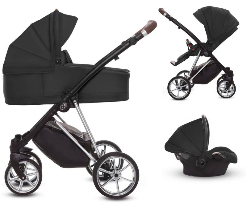 TPFFamily Kombi-Kinderwagen 3 in 1 Musse Ultra, Baby Buggy Babywanne Autositz, großes Zubehör-Set Kinderwagen 3 in 1 Stoff Schwarz, Gestell Silber TPFFamily Kombi-Kinderwagen 3 in 1 Musse Ultra, Baby Buggy Babywanne Autositz, großes Zubehör-Set Kinderwagen 3 in 1 Stoff Schwarz, Gestell Silber von TPFFamily