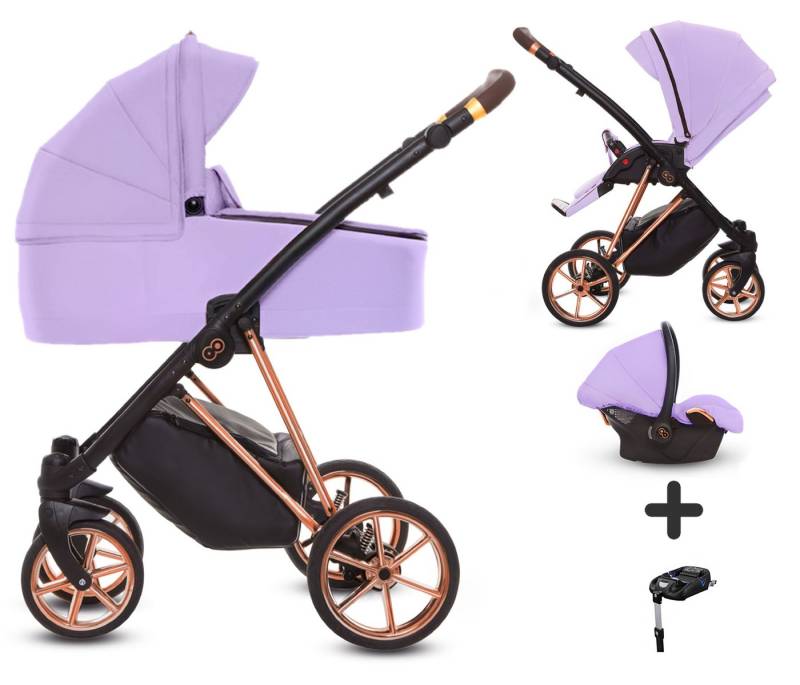 TPFFamily Kombi-Kinderwagen 4 in 1 Musse Ultra, Baby Buggy Babywanne Autositz Isofix Basis, großes Zubehör-Set Kinderwagen 4 in 1 Stoff Lila, Gestell Rosé Gold TPFFamily Kombi-Kinderwagen 4 in 1 Musse Ultra, Baby Buggy Babywanne Autositz Isofix Basis, großes Zubehör-Set Kinderwagen 4 in 1 Stoff Lila, Gestell Rosé Gold von TPFFamily