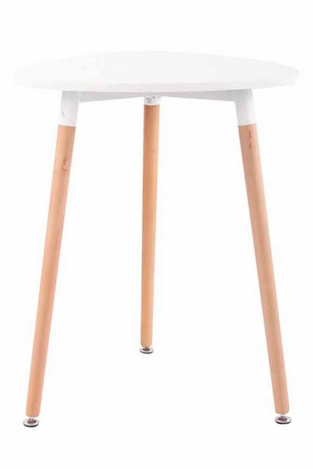 TPFLiving Küchentisch Aven - Esstisch für Küche, Esszimmer, Balkon, Terrasse (Hochwertiger Tisch mit stabiler MDF-Tischplatte - Durchmesser: 60 cm, 1-St., Stabiler Esszimmertisch mit solidem 3-Fuß-Gestell aus Buchenholz), Maße (BxLxH): 60 x 60 x 75cm - Gewicht 7 kg - Farbe: weiß von TPFLiving