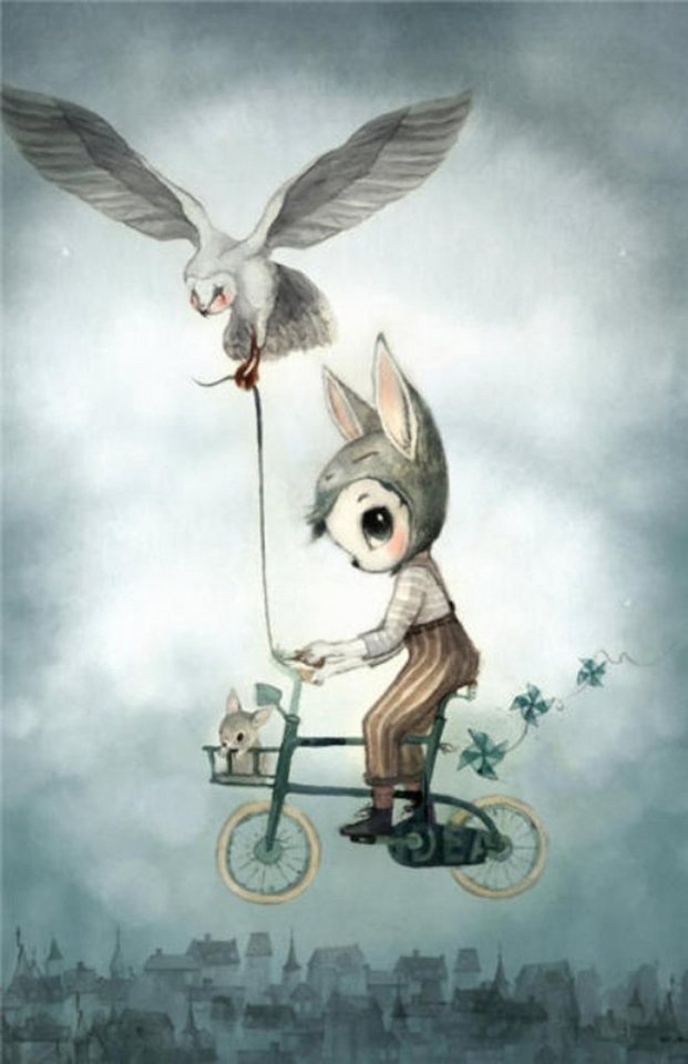 TPFLiving Kunstdruck (OHNE RAHMEN) Poster - Leinwand - Wandbild, Aquarelle Cartoon - Bilder Wanddeko Kinderzimmer - (24 Motive in 10 Größen zur Auswahl), Farben: Beige, Braun, Orange - Größe: 13x18cm von TPFLiving
