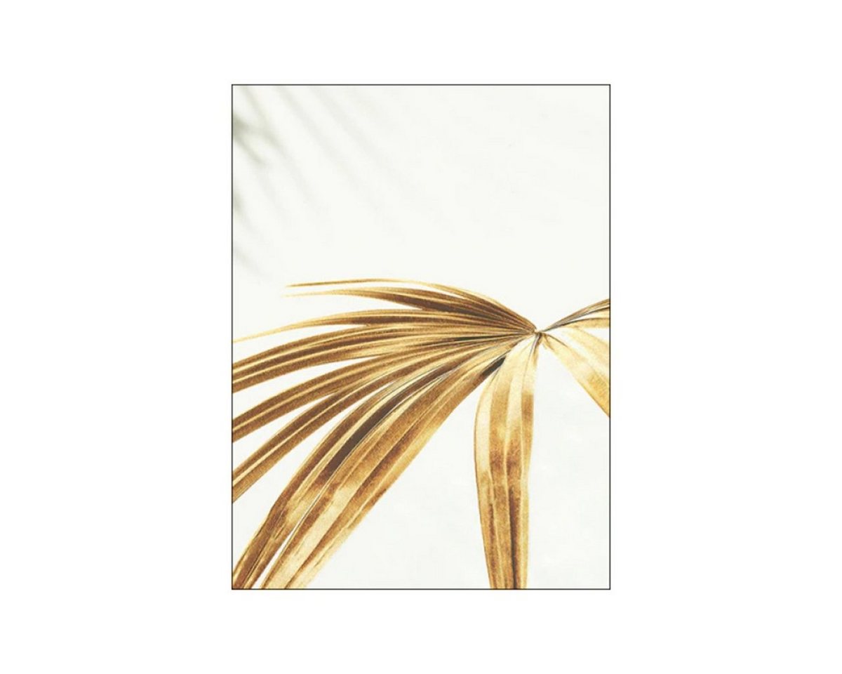 TPFLiving Kunstdruck (OHNE RAHMEN) Poster - Leinwand - Wandbild, Blumen, Blätter, Strand und Meer - (Wanddeko Wohnzimmer), Farben: Beige und Gold - Größe: 40x60cm von TPFLiving