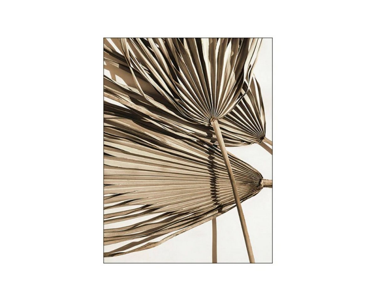 TPFLiving Kunstdruck (OHNE RAHMEN) Poster - Leinwand - Wandbild, Blumen, Blätter, Strand und Meer - (Wanddeko Wohnzimmer), Farben: Beige und Gold - Größe: 40x60cm von TPFLiving