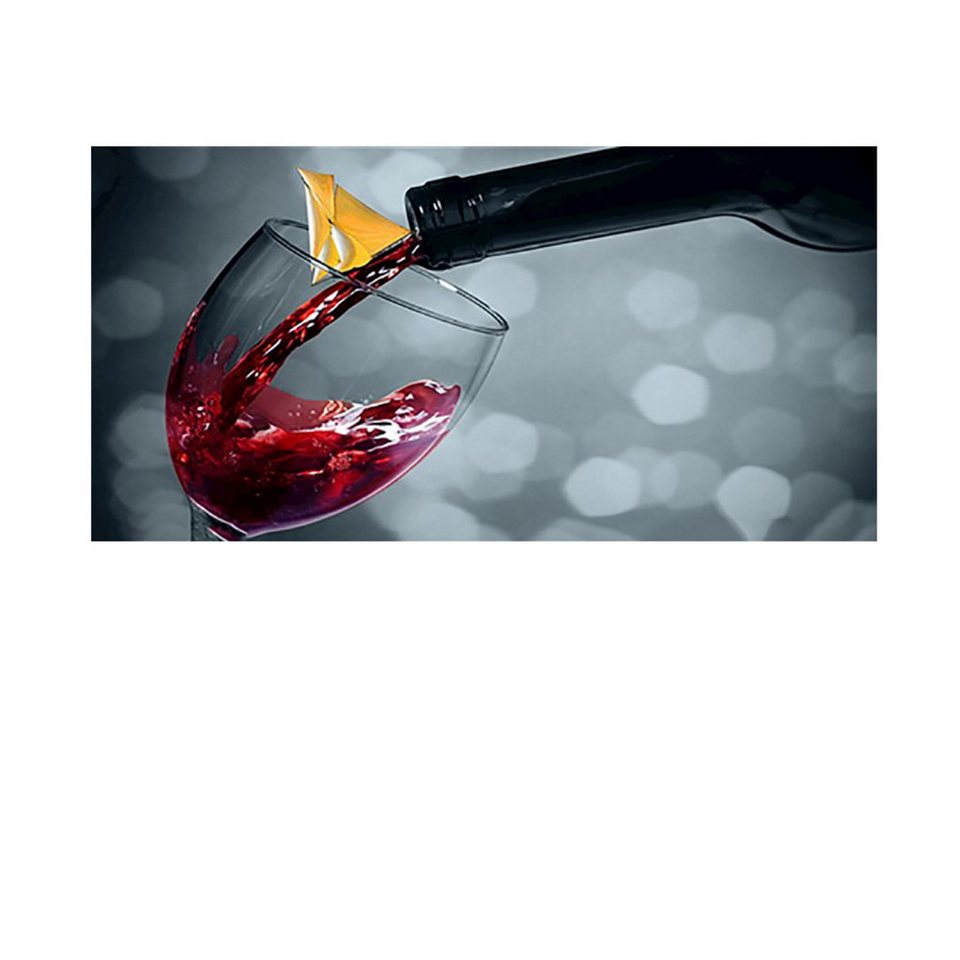 TPFLiving Kunstdruck (OHNE RAHMEN) Poster - Leinwand - Wandbild, Champagner- und Weingläser - (Weiswein, Rotwein), Farben: Rot, Gelb, Gold, Grau - Größe: 30x60cm von TPFLiving