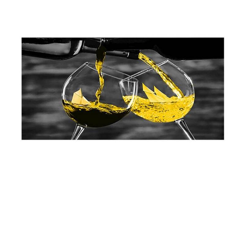 TPFLiving Kunstdruck (OHNE RAHMEN) Poster - Leinwand - Wandbild, Champagner- und Weingläser - (Weiswein, Rotwein), Farben: Rot, Gelb, Gold, Grau - Größe: 40x80cm von TPFLiving