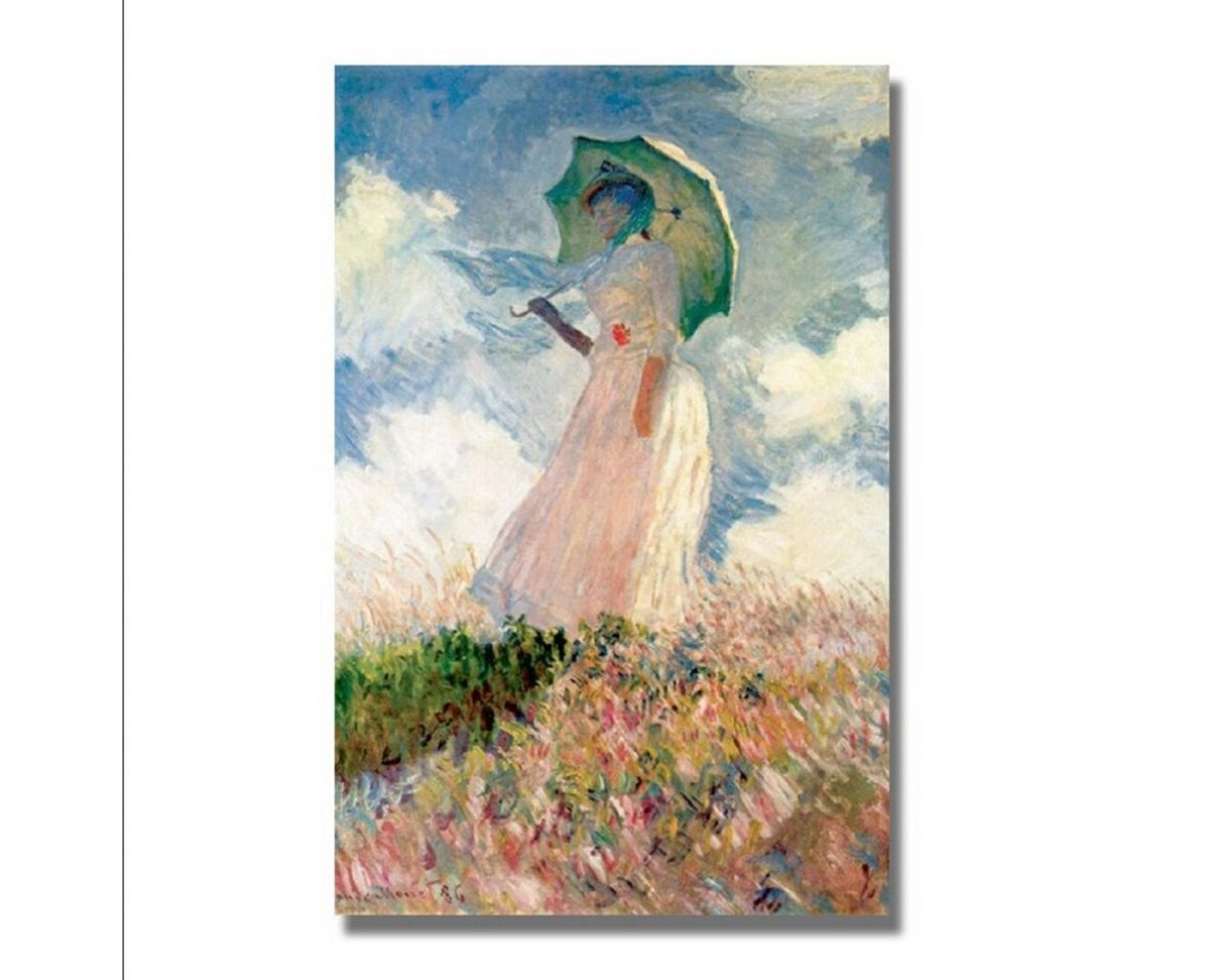 TPFLiving Kunstdruck (OHNE RAHMEN) Poster - Leinwand - Wandbild, Claude Monet - Frau mit Sonnenschirm (Motiv in verschiedenen Größen), Farben: Leinwand bunt - Größe: 100x140cm von TPFLiving