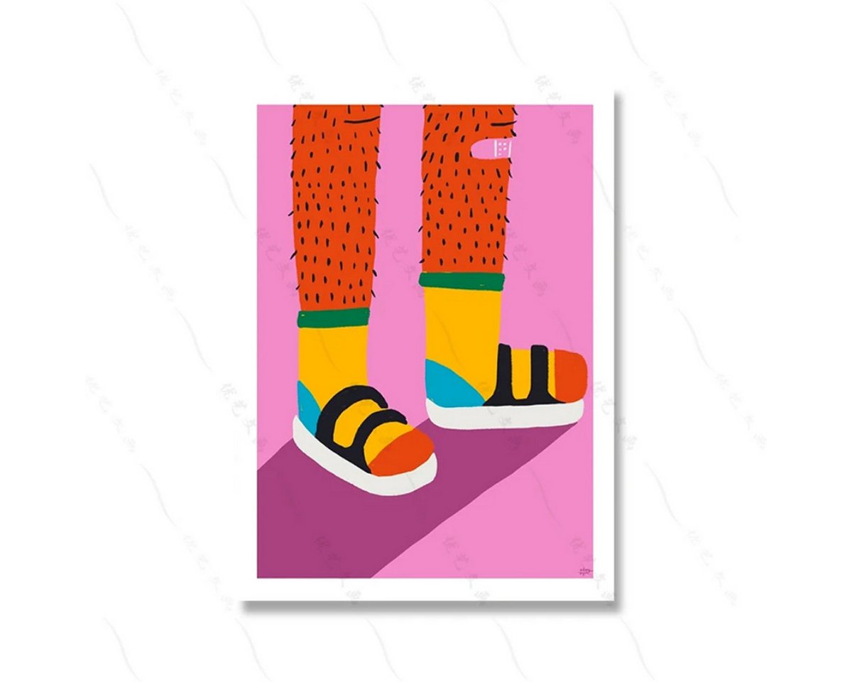TPFLiving Kunstdruck (OHNE RAHMEN) Poster - Leinwand - Wandbild, Dehnbares Girls Club-Poster, abstraktes Leinwandgemälde (Leinwandbild XXL), Farben: Rosa, Schwarz, Blau, Orange, Gelb - Größe: 15x20cm von TPFLiving