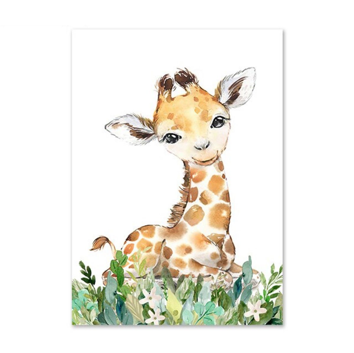 TPFLiving Kunstdruck (OHNE RAHMEN) Poster - Leinwand - Wandbild, Giraffe, Löwenbaby, Elefant und Zebra für Kinderzimmer - (Mädchenzimmer, Babyzimmer, Jungenzimmer, Kindergarten), Farben: Leinwand bunt - Größe: 10x15cm von TPFLiving