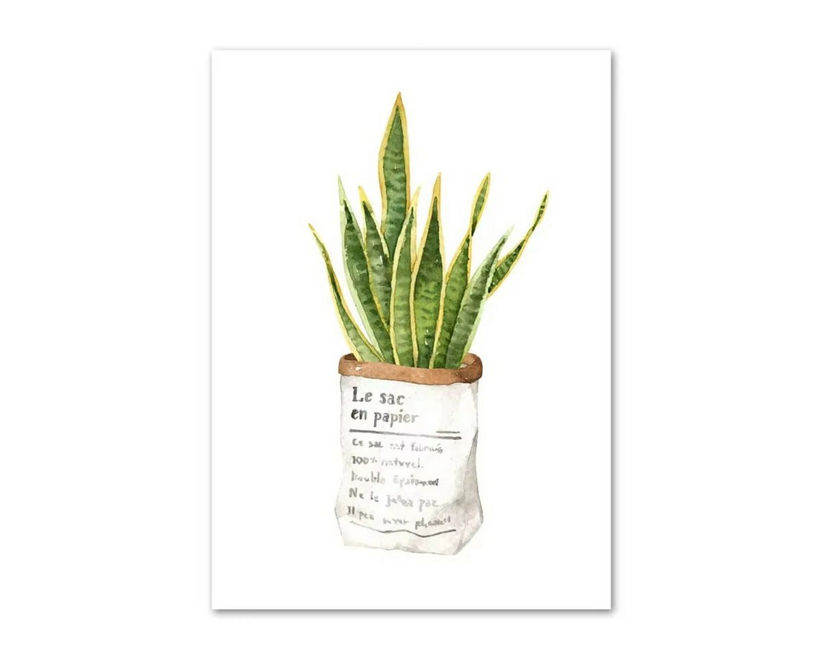 TPFLiving Kunstdruck (OHNE RAHMEN) Poster - Leinwand - Wandbild, Grüne Pflanzen Kaktus Tiger Pilan Monstera Wand Kunst Leinwand Malerei (Leinwandbild XXL), Farben: Grün, Braun, Gelb, Weiß, Schwarz -Größe: 30x40cm von TPFLiving