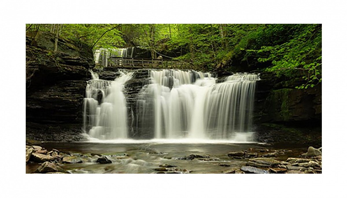 TPFLiving Kunstdruck (OHNE RAHMEN) Poster - Leinwand - Wandbild, Landschaft - Natur - Wasserfall - (Leinwand Wohnzimmer, Leinwand Bilder, Kunstdruck), Farben: Grün, Rot, Blau, Gelb, Braun - Größe 20x40cm von TPFLiving