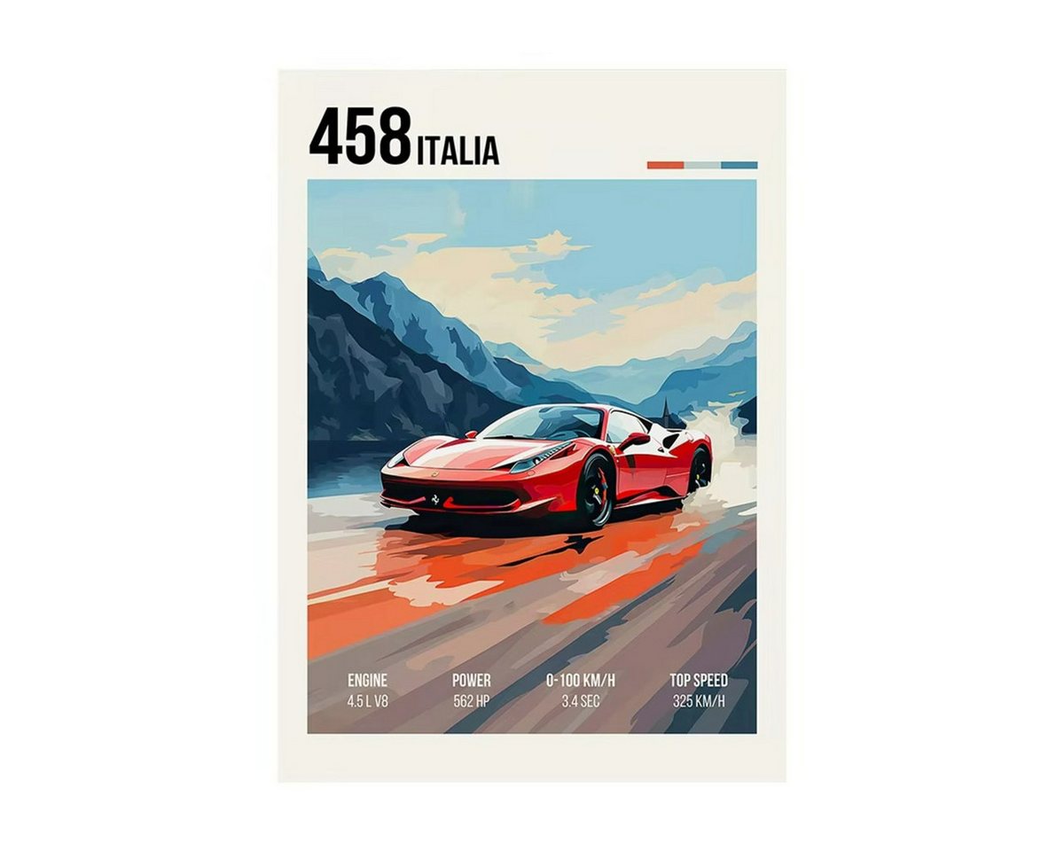 TPFLiving Kunstdruck (OHNE RAHMEN) Poster - Leinwand - Wandbild, Mode Automobil Druck Vintage Sport Auto Poster Garage Leinwand (Leinwandbild XXL), Farben: Grau, Schwarz, Orange, Blau, Rot, Grün -Größe: 40x50cm von TPFLiving