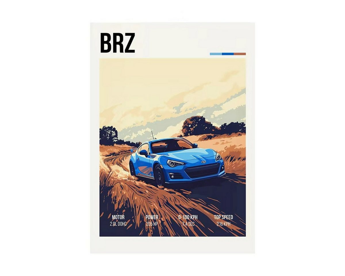 TPFLiving Kunstdruck (OHNE RAHMEN) Poster - Leinwand - Wandbild, Mode Automobil Druck Vintage Sport Auto Poster Garage Leinwand (Leinwandbild XXL), Farben: Grau, Schwarz, Orange, Blau, Rot, Grün -Größe: 50x75cm von TPFLiving