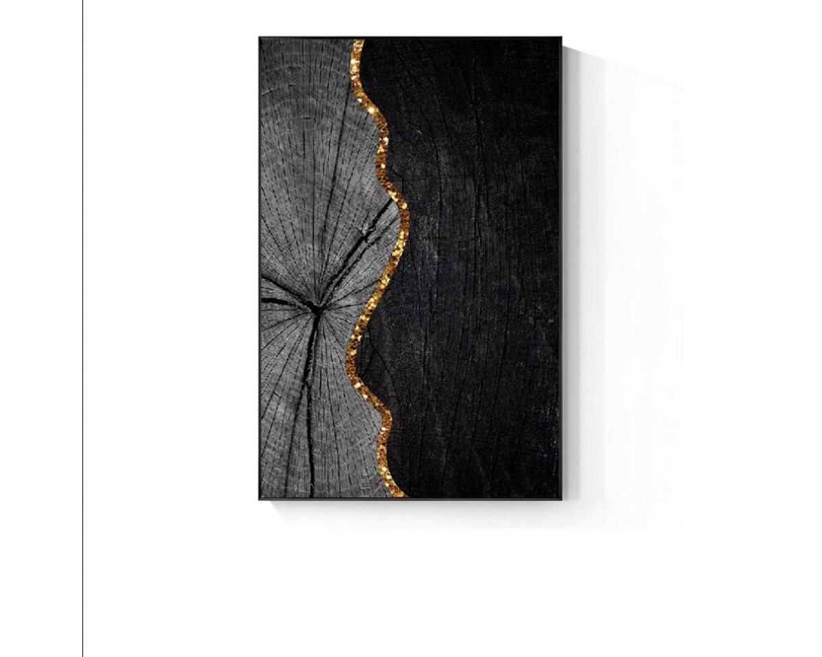 TPFLiving Kunstdruck (OHNE RAHMEN) Poster - Leinwand - Wandbild, Nordic Art - Abstrakte Motive - Bilder Wohnzimmer - (7 Motive in 7 verschiedenen Größen zur Auswahl), Farben: Gold, Schwarz und Grau - Größe: 40x60cm von TPFLiving