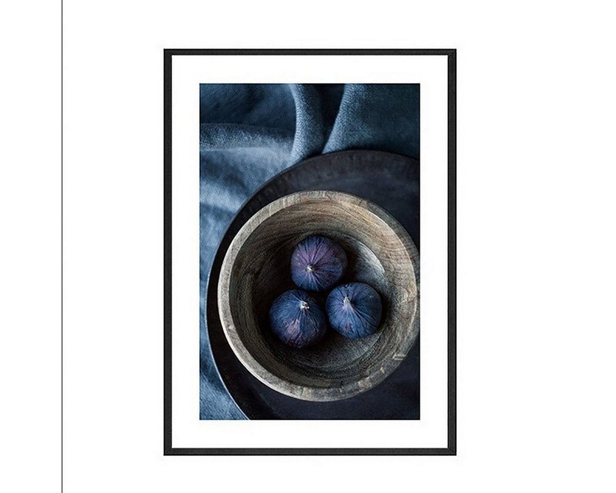 TPFLiving Kunstdruck (OHNE RAHMEN) Poster - Leinwand - Wandbild, Obst - Feige und Blaubeeren - (Leinwand Wohnzimmer, Leinwand Bilder, Kunstdruck), Farben: blau, rot, schwarz - Größe: 13x18cm von TPFLiving