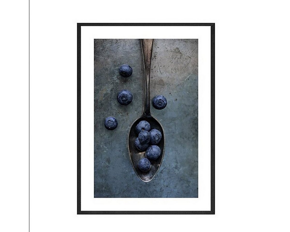 TPFLiving Kunstdruck (OHNE RAHMEN) Poster - Leinwand - Wandbild, Obst - Feige und Blaubeeren - (Leinwand Wohnzimmer, Leinwand Bilder, Kunstdruck), Farben: blau, rot, schwarz - Größe: 20x25cm von TPFLiving
