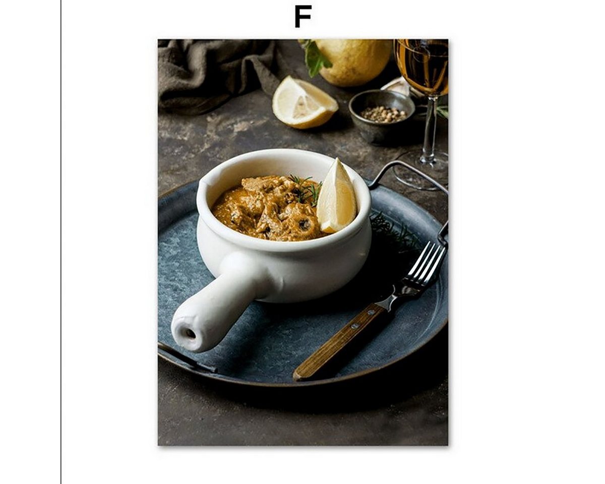 TPFLiving Kunstdruck (OHNE RAHMEN) Poster - Leinwand - Wandbild, Obst und Gemüse - Dounut, Heidelbeere, Avocado - (Leinwand Wohnzimmer, Leinwand Bilder, Kunstdruck), Farben: blau, weiß, schwarz, gelb - Größe: 30x45cm von TPFLiving