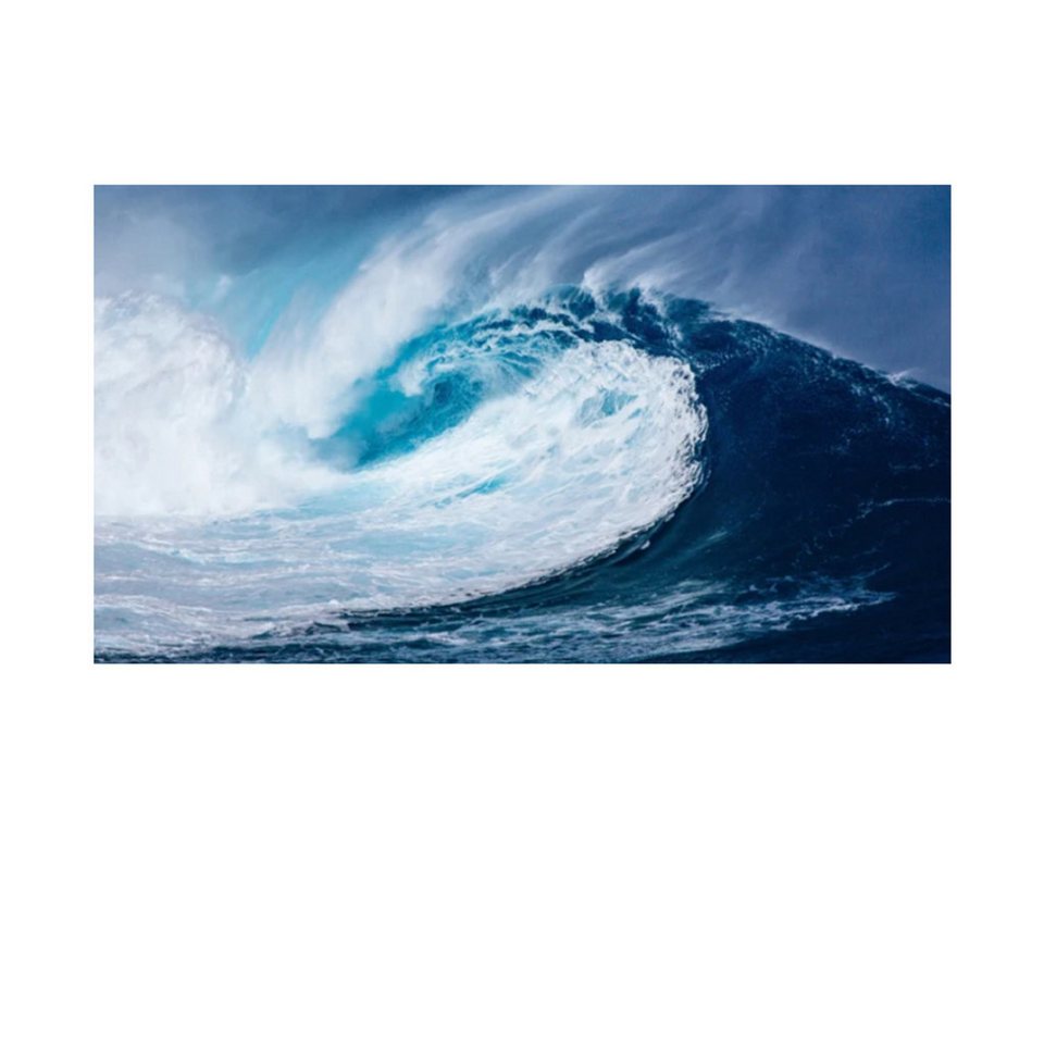 TPFLiving Kunstdruck (OHNE RAHMEN) Poster - Leinwand - Wandbild, Poster Ozean Meer Welle Quadro Leinwandgemälde (Leinwandbild XXL), Farben: Blau, Weiß, Schwarz -Größe: 40x70cm von TPFLiving