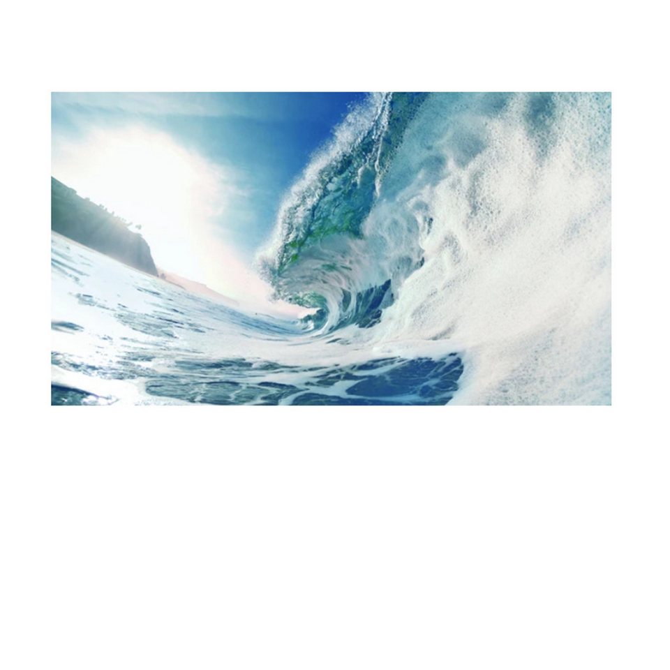 TPFLiving Kunstdruck (OHNE RAHMEN) Poster - Leinwand - Wandbild, Poster Ozean Meer Welle Quadro Leinwandgemälde (Leinwandbild XXL), Farben: Blau, Weiß, Schwarz -Größe: 40x70cm von TPFLiving